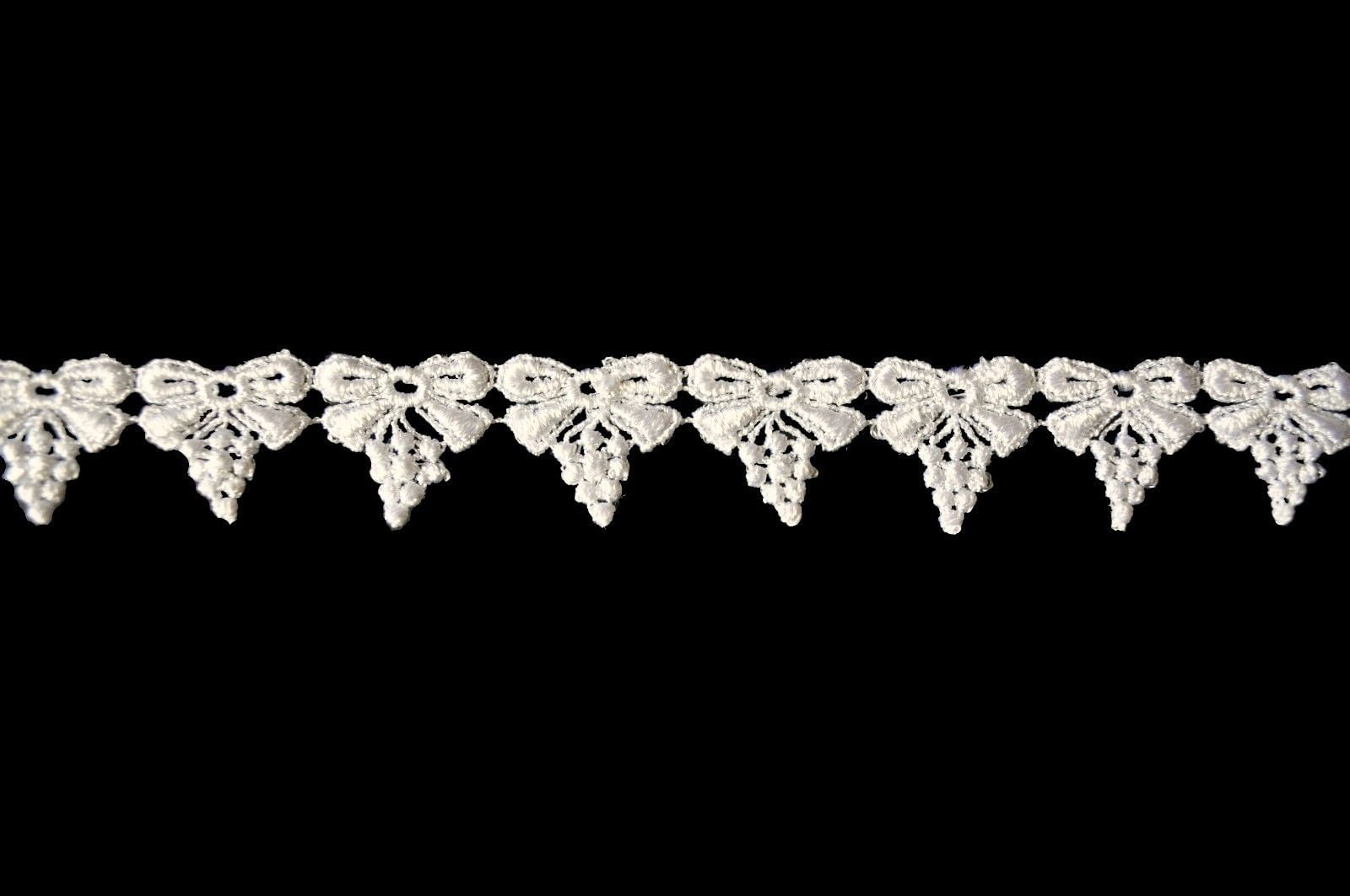 Lily 1" Ivory Bridal Accessory DIY Venice Lace Trim Bow and Grapes Sold by Yard