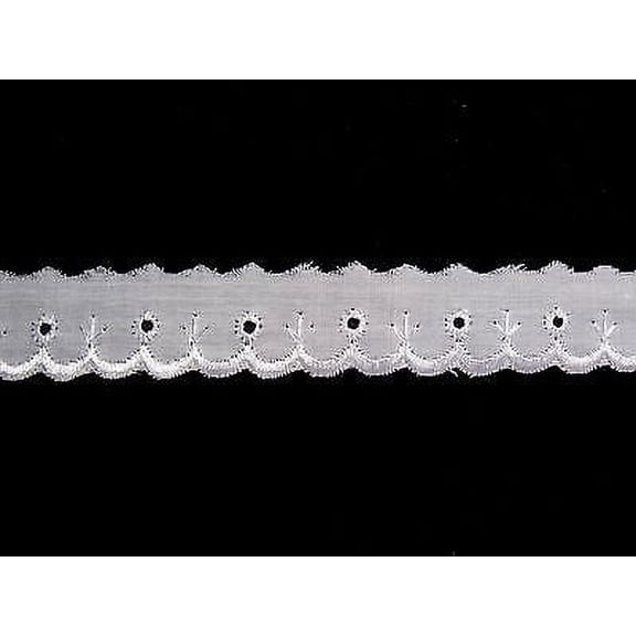 Lily 1" White Cotton Embroidery Eyelet Lace Trim Scalloped Lot Sewing Notions