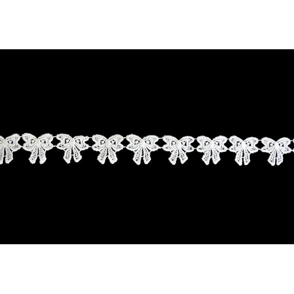 Lily 1" White Small Dainty Ribbon Bow Tie Cuttable Venise Lace Trim by Yardage
