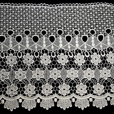 Lily 13" White or Black Large Floral Venice Lace DIY sewing notions by Yard