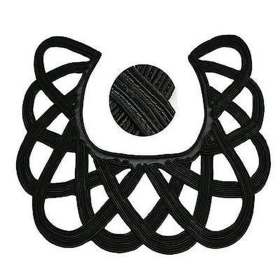 Lily 14"x11" Black Soutache Mesh Handmade Cut Out Bodice Collar Lace Piece
