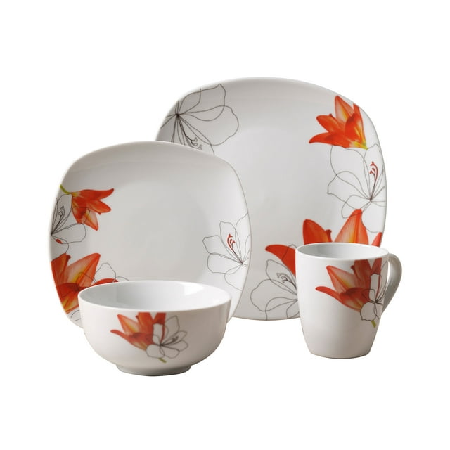 Lily 16 Piece Dinnerware Set, Service for 4
