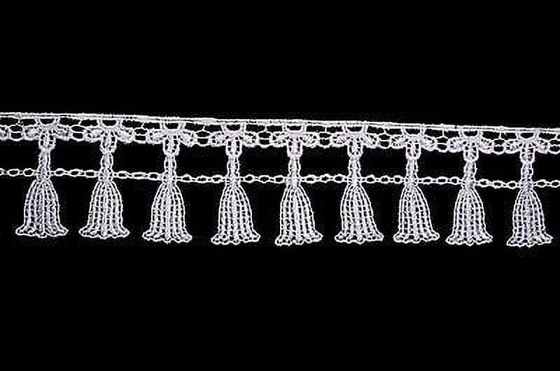 Lily 2.25 inches White Tassels Design Beautiful Fine Venice Lace Trim By Yardage