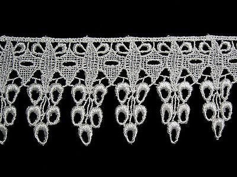 Lily 2.5" Ivory Circular Pattern Dangling Fine Venise Lace Trim Sewing By Yard