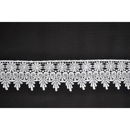 Lily 2.5" White Ivory Floral Victorian Venice Lace Trim Sewing Notions by Yard