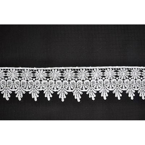 Lily 2.5" White Ivory Floral Victorian Venice Lace Trim Sewing Notions by Yard