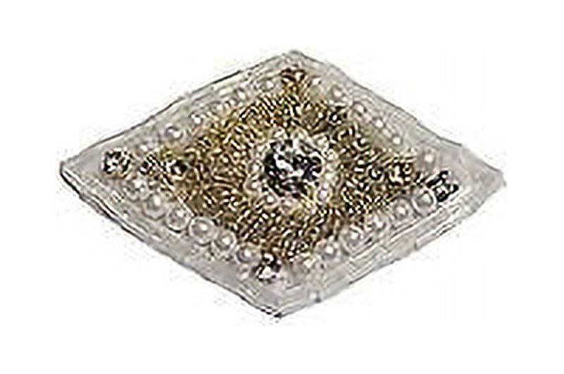 Lily 2.5"x1.75" Diamond Rhinestone Crystal Pearl Beaded Sew On Applique Motif