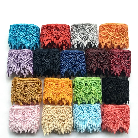 Lily 2" Black Champagne Lilac Venice Lace Trim DIY sewing notions crafts By Yard