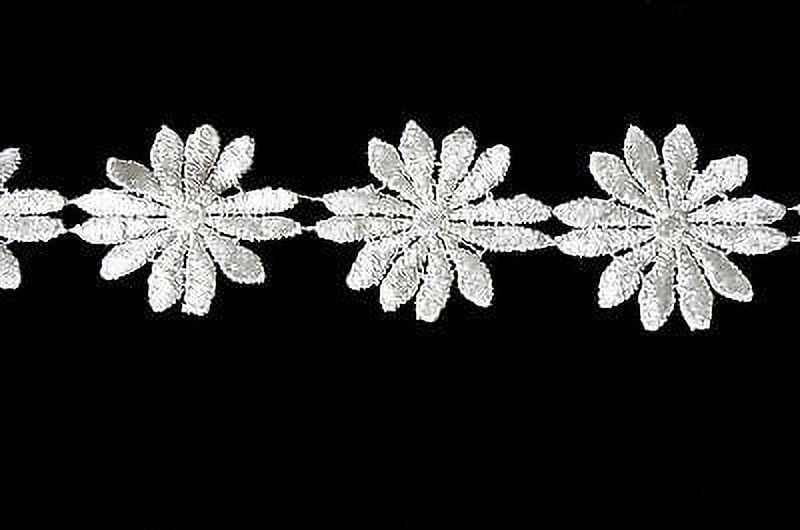 Lily 2" Ivory Cuttable Venice Lace Daisy Flower Trim By Yard