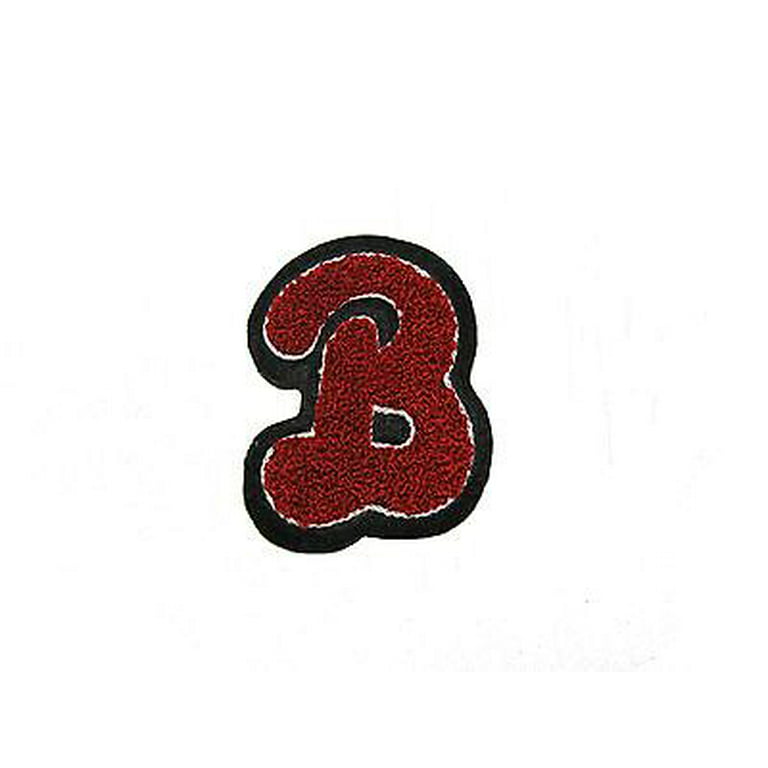 New, RED 3 Embroidered Letter w/ White Felt, Varsity Letter