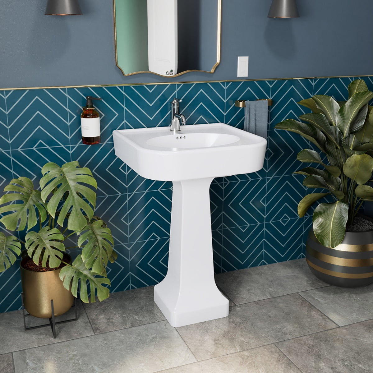 Lily 26 Inch Pedestal Bathroom Sink - Single Hole Faucet Drilling