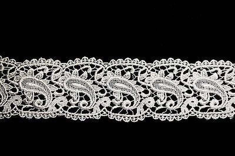 Lily 3.25" White or Black Paisley Design Pattern Venice Lace Trim by Yardage