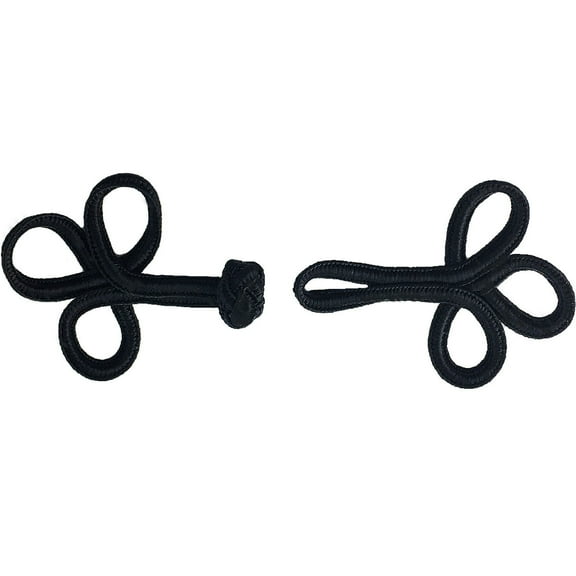 Lily 3.5" Black 3 loops Chinese Frog Decorative Button Knot Closure