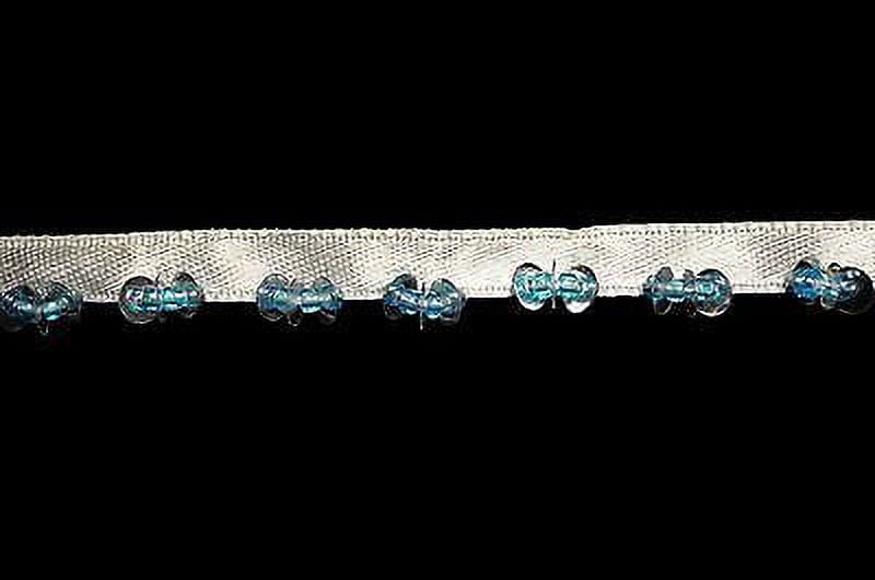 Lily 3/8" Beaded Ribbon Trim with Glass Beads Sequins Blue Green Black by yd