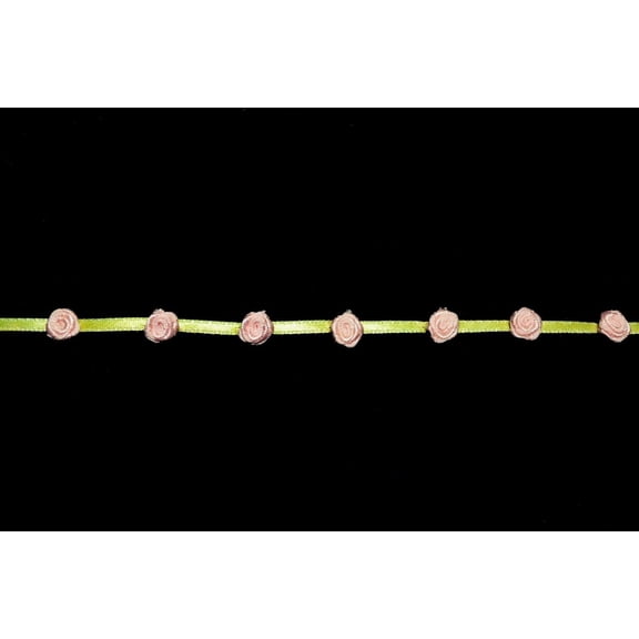 Lily 3/8" Rosettes Rose Flower on 1/8" Ribbon Garland by Yardage 2 Colors