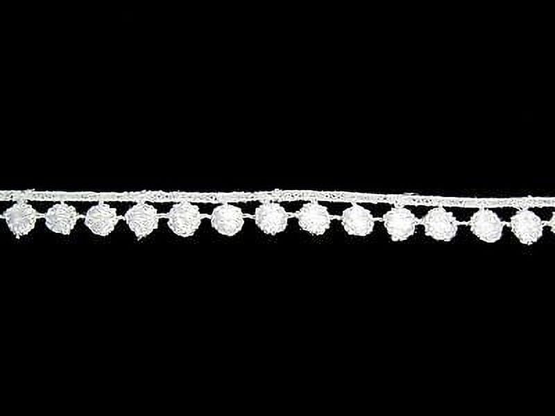 Lily 3/8 inches White and Ivory Circle Dot Classic Fine Venice Lace Trim By yd