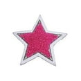 thumbnail image 1 of Lily 3" Chenille Hot Pink Fuchsia Silver White Star Iron On Applique Patch, 1 of 1