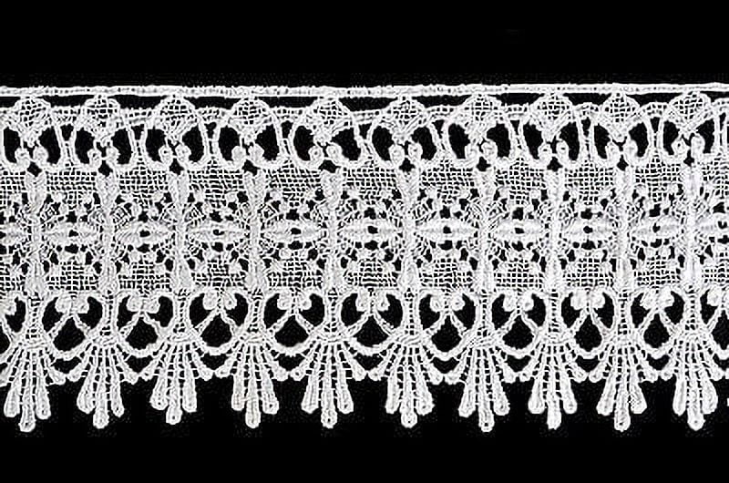 Lily 4-3/4 inches Wide White Beautiful Fine Venice Lace Ribbon Trim By Yardage