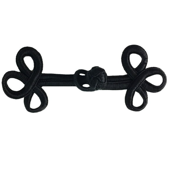 Lily 4.75" Black 3 loops Chinese Frog Decorative Button Knot Closure