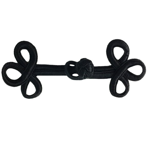 Lily 4.75" Black 3 loops Chinese Frog Decorative Button Knot Closure