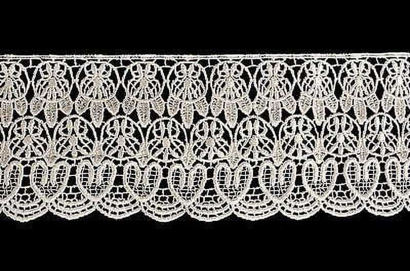 Lily 4" Ivory and White Floral Venice Vintage Guipure Lace Trim By Yardage
