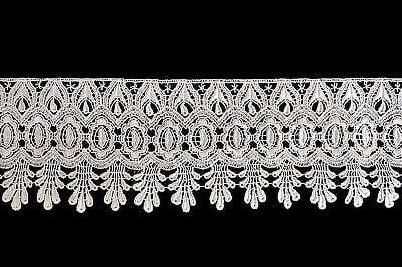 Lily 4" Ivory and White Pick Venise Vintage Victorian Floral Lace Trim By Yard