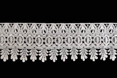Lily 4" Ivory and White Pick Venise Vintage Victorian Floral Lace Trim By Yard