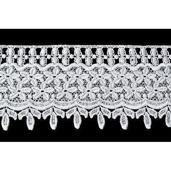 Lily 4" Wide White Venise Classic Vintage Victorian Floral Lace Trim By Yard