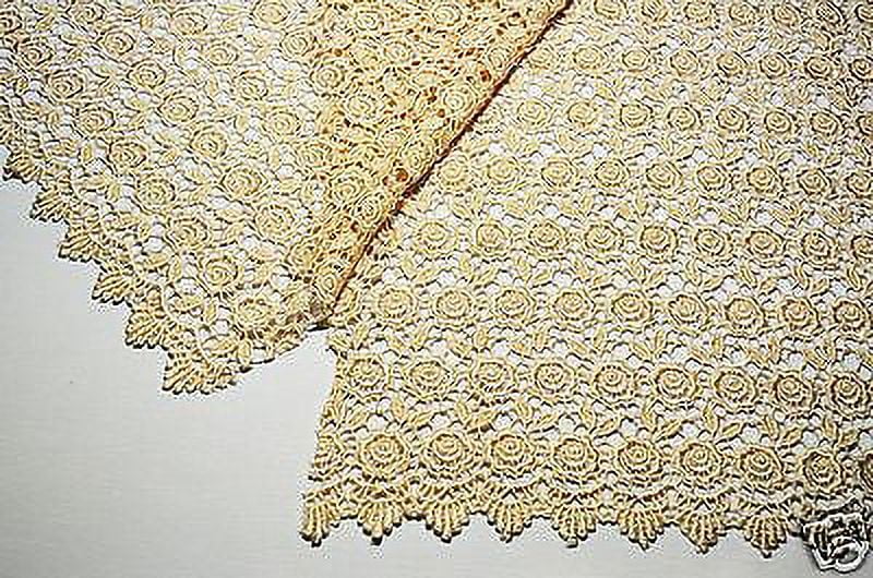 Lily 42"  Rose Venice Lace Fabric All Over Both side Scalloped Edge 9 colors
