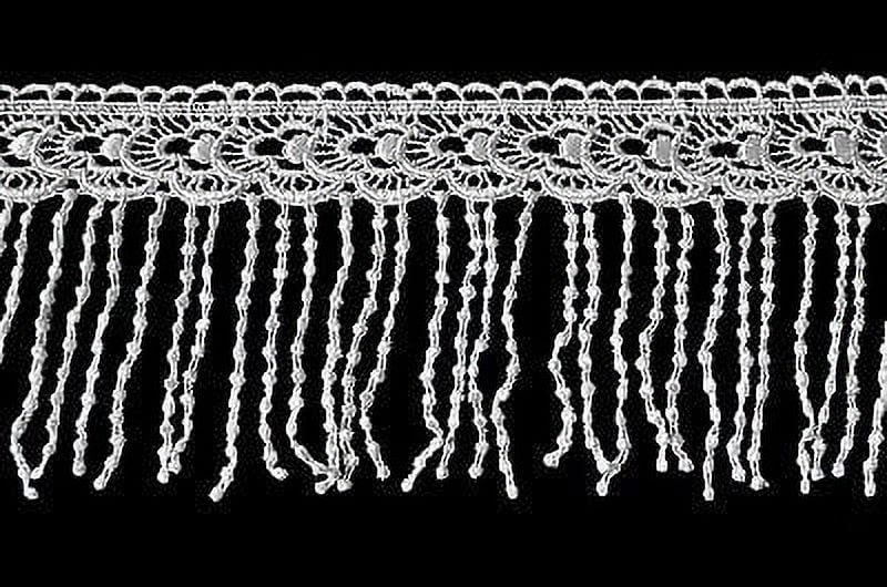 Lily 5.5" White or Ivory Floral Guipure Venice Lace Fringe Trim by Yardage