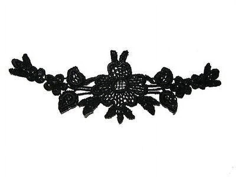 Lily 5.75" x 2" White Ivory Black Collar Neckline Applique Floral Venise Lace