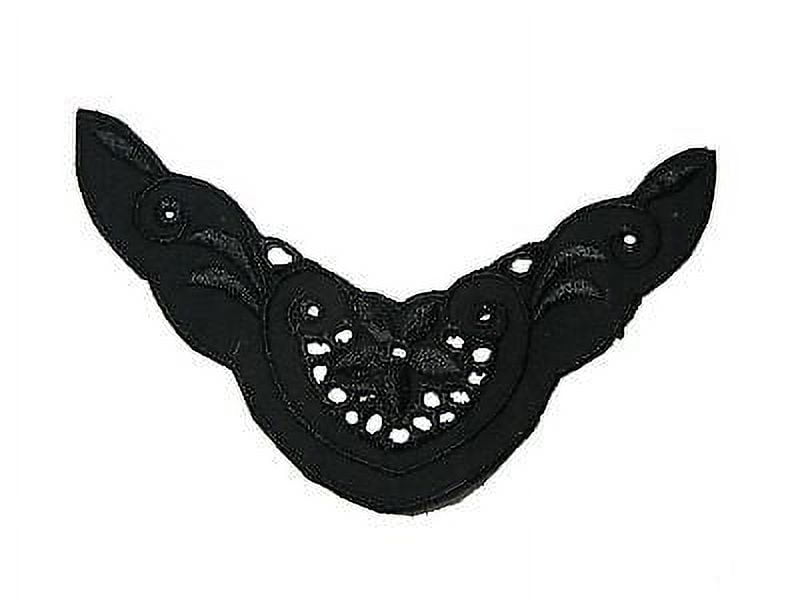 Lily 5.75"x1.75" White Black Cotton Embroidered Bodice Fine Lace Motif by Piece