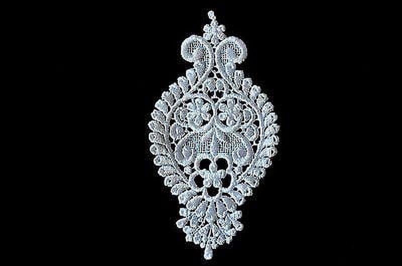 Lily 5"x3.5" Elegant Venice Lace White Iron On Motif Applique Patch by Piece