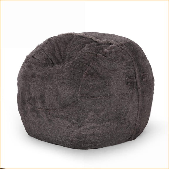 Lily 5ft Faux Fur Bean Bag Chair  Modern Cozy Lazy Sofa for Adults | Brown/Beige | Faux Fur