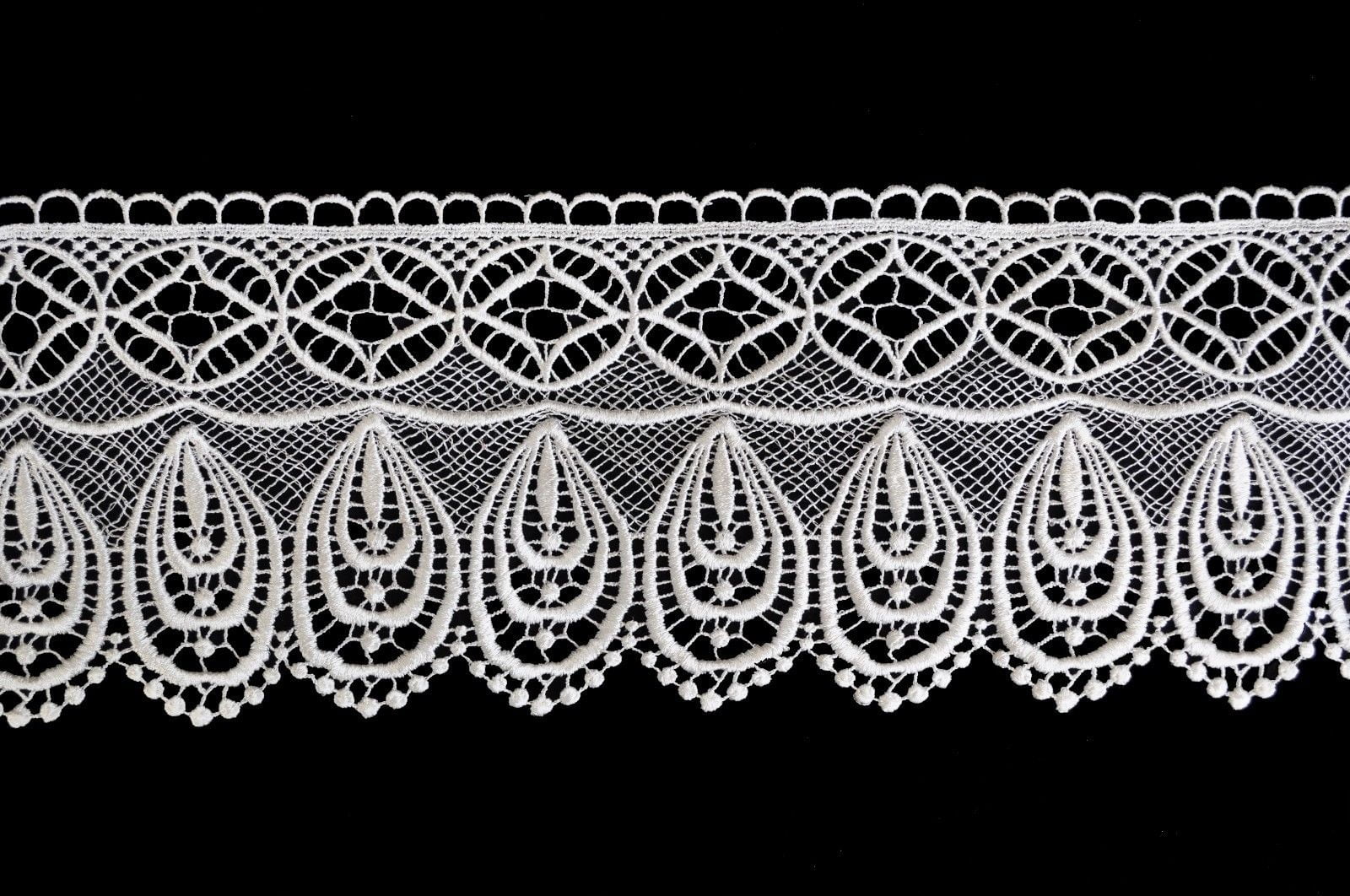 Lily 6.5" Ivory Vintage Venice Lace Trim Scalloped Drapery Bridal DIY by Yard