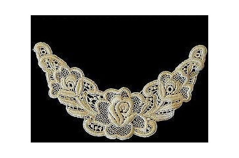 Lily 6.5"x4.5" Ivory Venice Lace Bodice Yoke Collar Applique Motif By Piece
