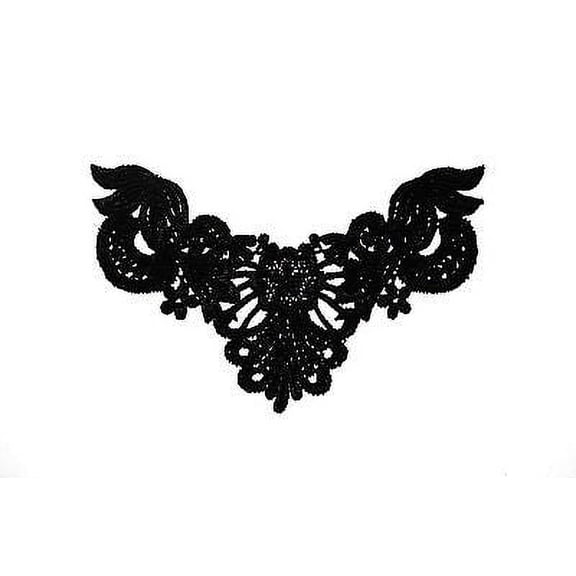 Lily 6.5"x4" Black Venice Lace Embroidery Bodice Motif Fine Applique by Piece
