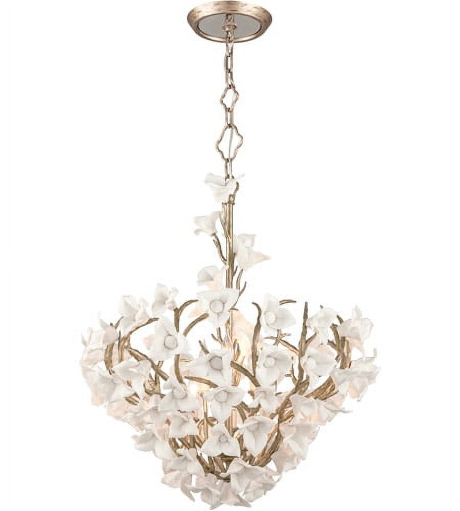 Rustic Silver Lily 6-Light Hand-Crafted Iron Chandelier