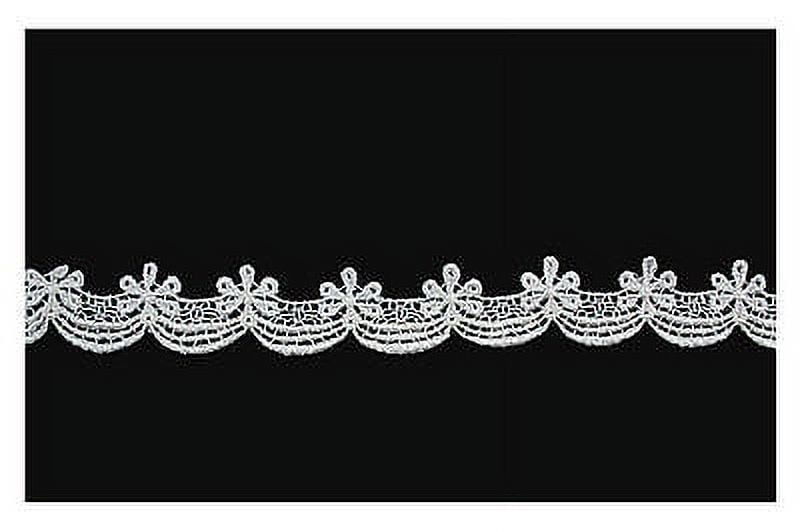 Lily 7/8" White Small Flower Scalloped Floral Venise Lace Trim by Yardage