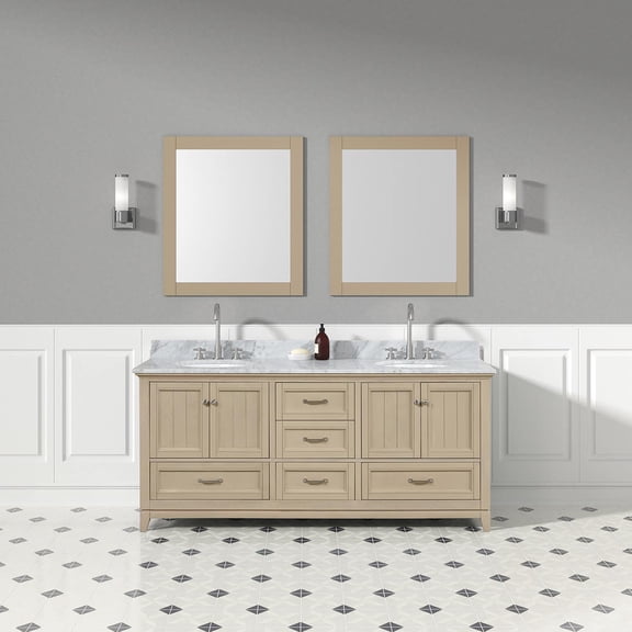 Lily 72 Inch Modern Console Vanity Base - Light Oak
