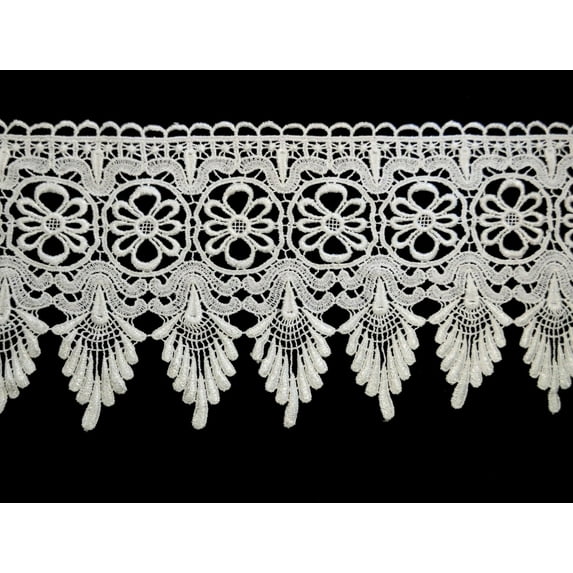 Lily 8" White Floral Embroidered Venise Lace Bridal Sewing Notions DIY by Yard