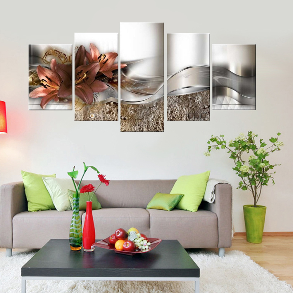Lily Art Painting 5pcs/Set Abstract Art Lily Flower Painting Wall Art