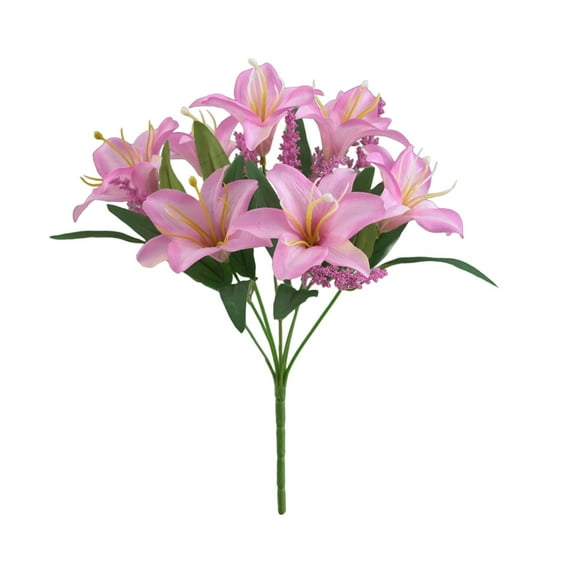Lily Artificial Flowers Bulk Easter Bouquet Blooming Silk Flower, 7 Flower Heads Wedding Decoration Indoor Home Decor DIY Floral Crafts Table Centerpiece