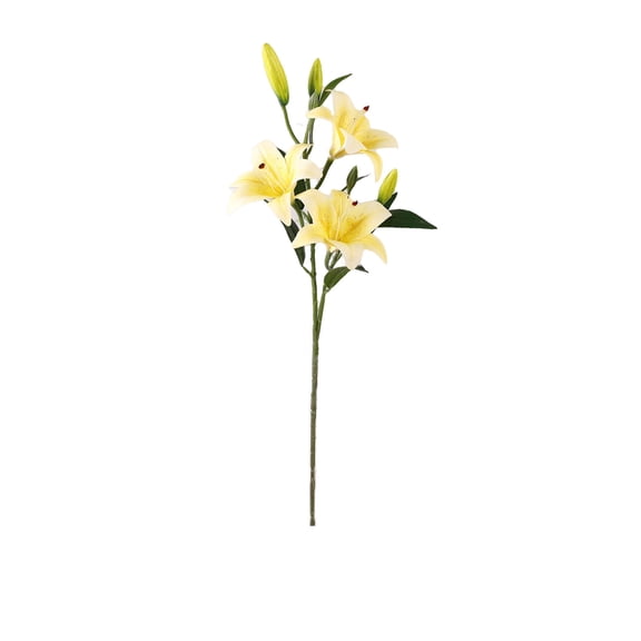 Lily Artificial Flowers Fake Lilies with Stems Faux Lilies Bouquet for Wedding Floral Arrangements Easter Home Table Centerpiece Office Decor, Yellow