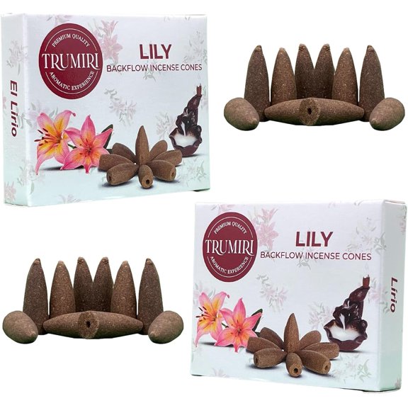 Lily Backflow Incense Cones - Total 20 Incense Cones Waterfall - Dual Pack of 10 Incense Backflow Cones - Waterfall Incense Cones - Incense Waterfall Cones