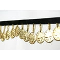 thumbnail image 1 of Lily Beaded Trim 1-1/2" Gold Glass Bugle Beads Metal Coin with 3/8" Ribbon by yd, 1 of 3