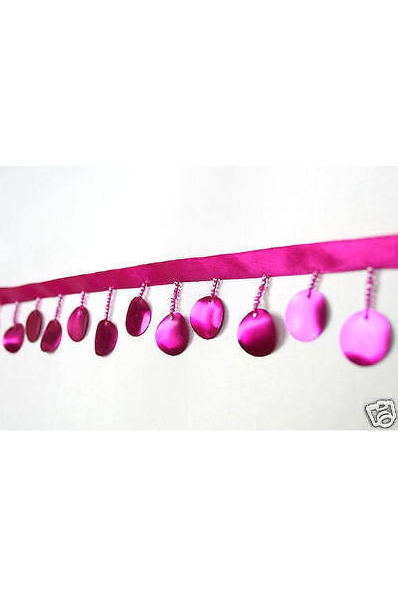 Lily Beaded Trim 1-1/2" Multi-Color Round Sequins Glass Bead with 3/8" Ribbon