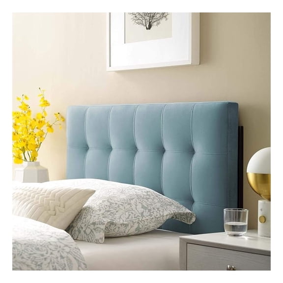 Lily Biscuit Tufted Twin Performance Headboard, Light Blue