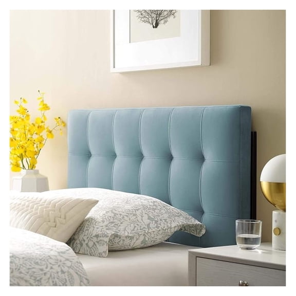Lily Biscuit Tufted Twin Performance Headboard, Light Blue