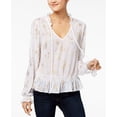 thumbnail image 1 of Lily Black Juniors' Embroidered Peasant Top (Ivory Gold, L), 1 of 1